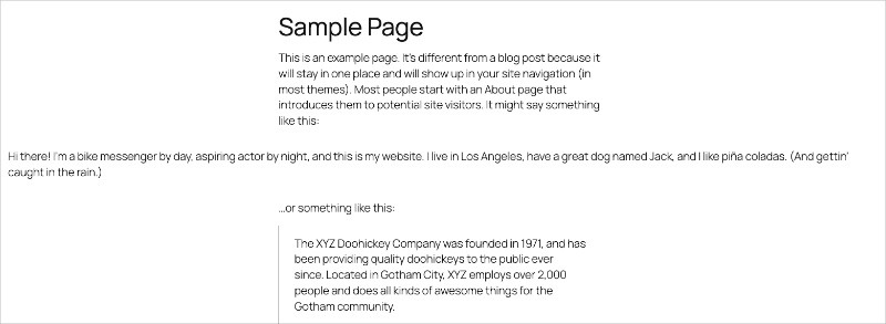 Example showing a WordPress block in full-width alignment