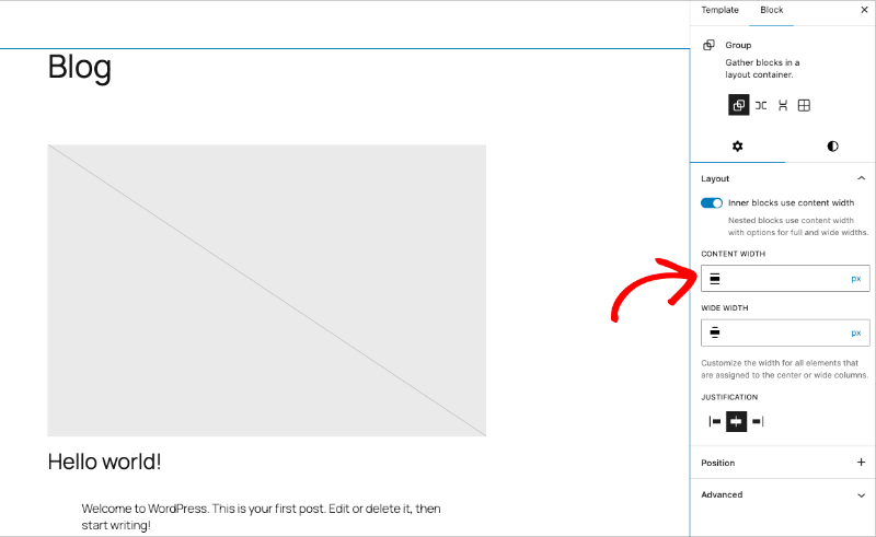 Adjusting the layout width at the template level in WordPress 
