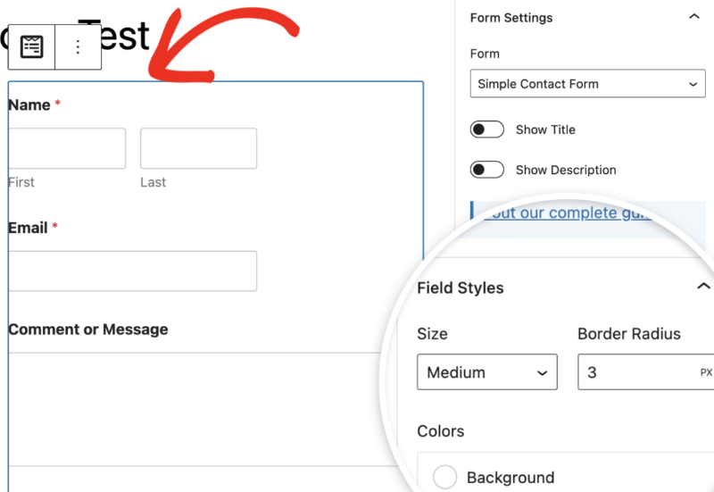 WPForms styling options