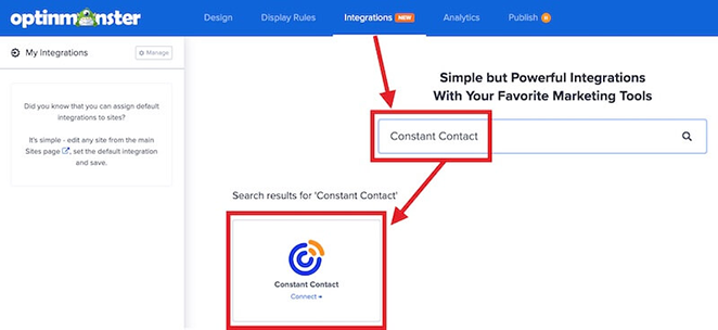 OptinMonster constant contact integration