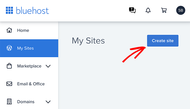 Create a site in bluehost