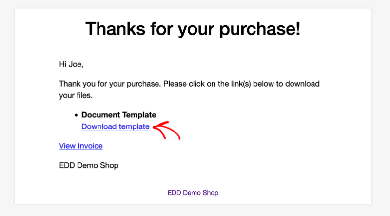 Purchase receipt example in edd