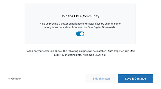Share anonymous data with EDD
