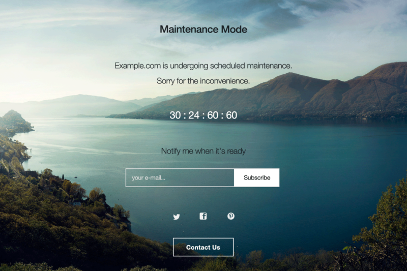 Lightstart maintenance page example