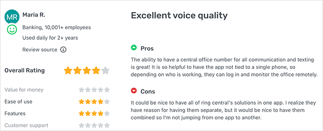 RingC entral Customer Review