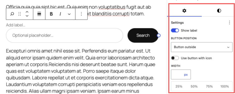 WordPress検索ブロックの設定を調整する