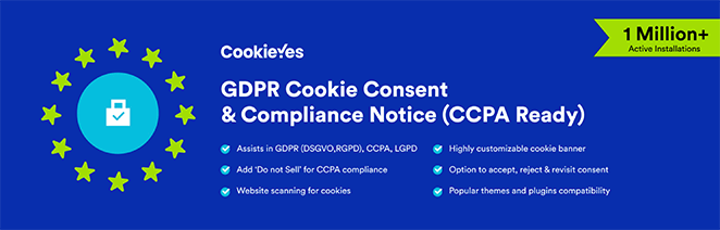 CookieYes one of the best WordPress Cookie Consent plugins