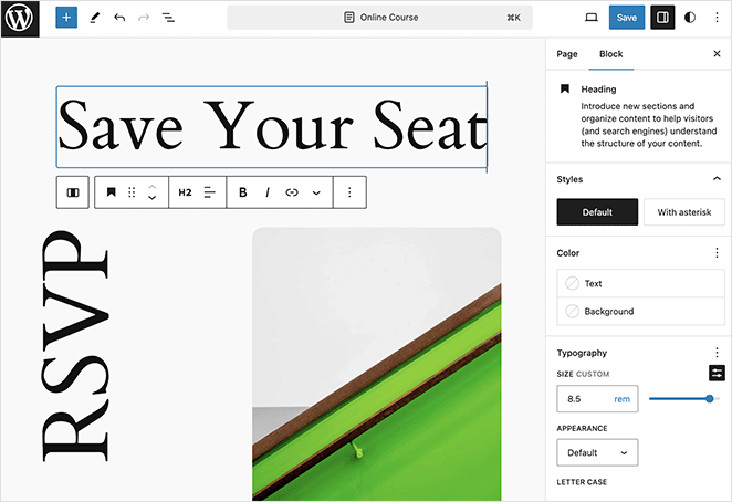 Customize your page design with the WordPress site editor and block editor