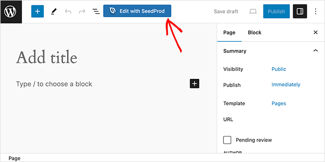 Edit a WordPress page with SeedProd