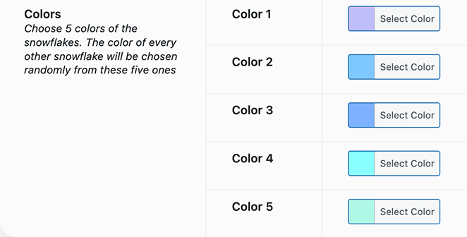 Select snowflake color options
