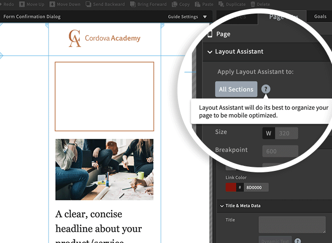 Unbounce mobile layout assistant