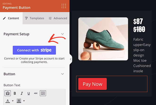 Click the Connect with Stripe button.