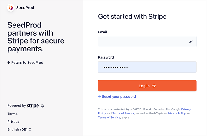 Log into your Stripe account