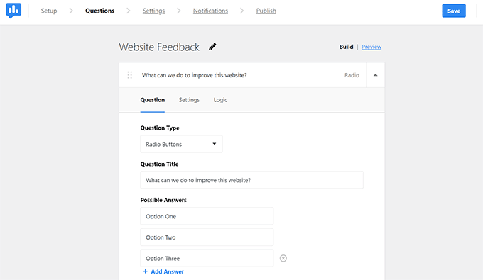 UserFeedback Constructeur de sondages 