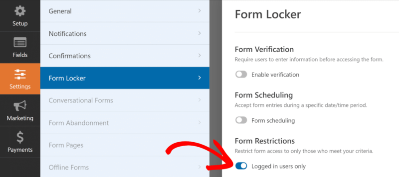 WPForms Form Locker addon