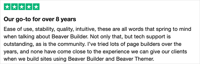 Beaver builder customer testimonial