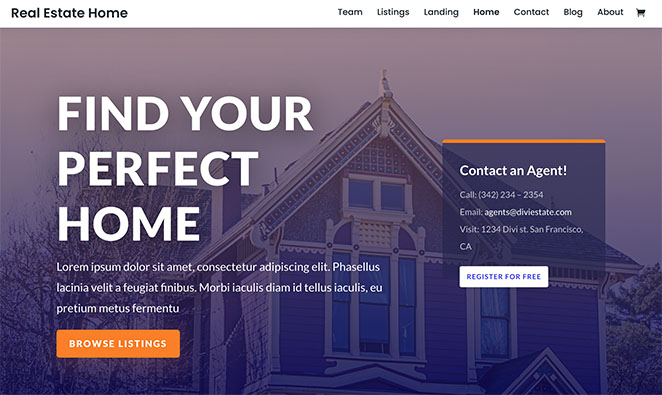 Divi WordPress real estate theme