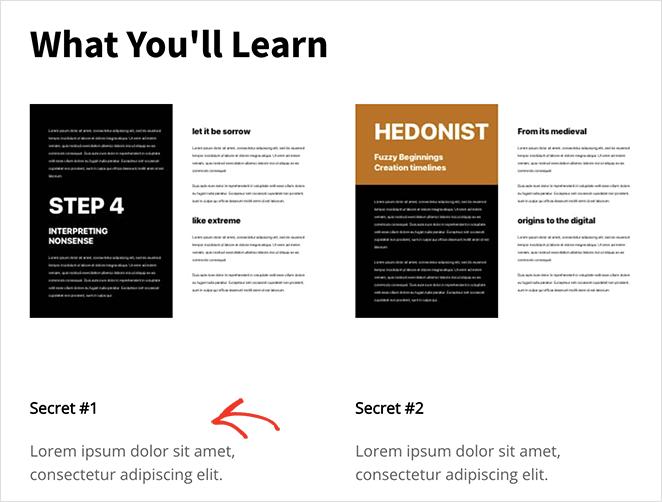 Ebook landing page template with pre-made text sections