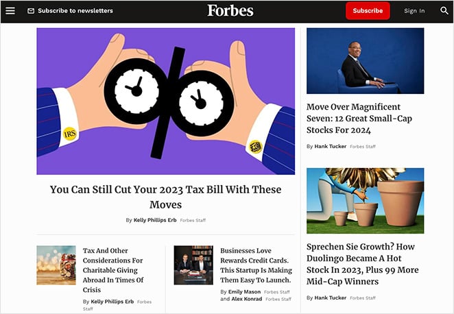 Forbes Magazine type of website