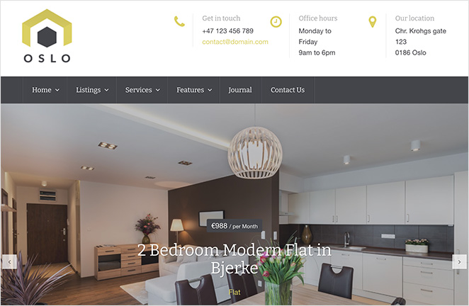 Thème WordPress Oslo pour sites web immobiliers