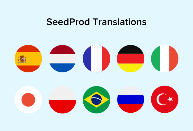 SeedProd est traduit en 10 langues