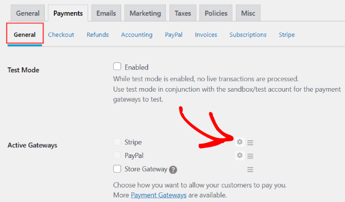 Configure Stripe gateway settings in Easy Digital Downloads