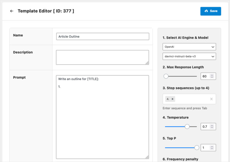 AI Mojo Template editor