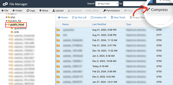 Compress public_html folder in cPanel