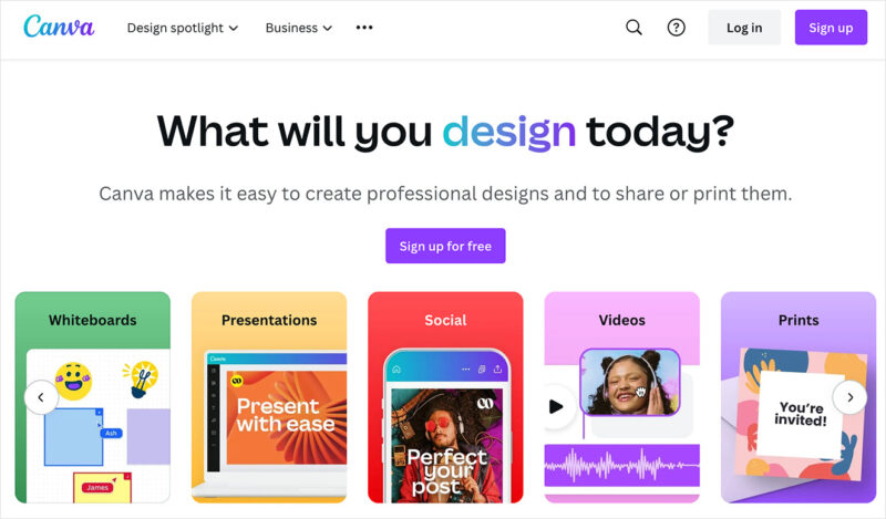 Canva homepage