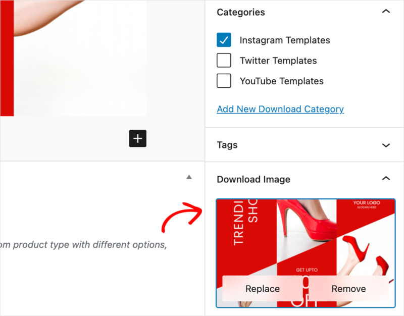 Définissez la catégorie et l'image vedette de votre modèle Canva dans WordPrerss