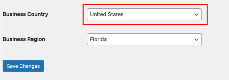 Easy Digital Downloads business country and region settings