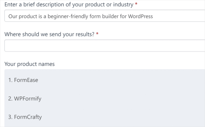 Formidable Forms ChatGPT field example