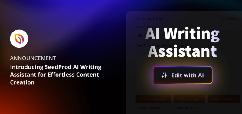 Announcement SeedProd AI Writing Assistant