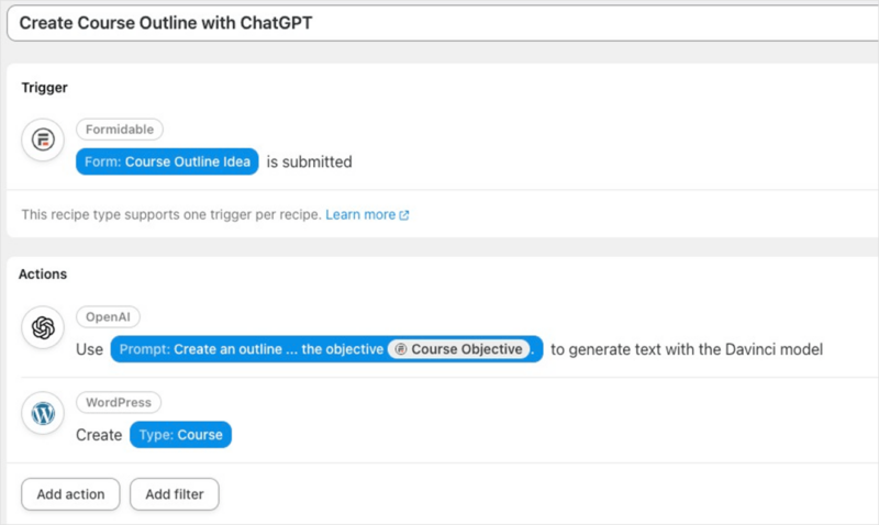 Generating course content for MemberPress using Uncanny Automator and ChatGPT