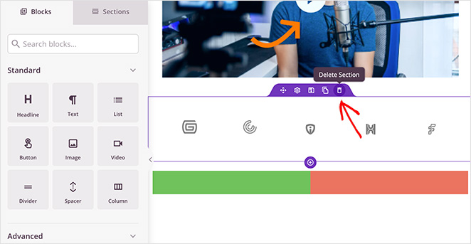 Remove landing page elements