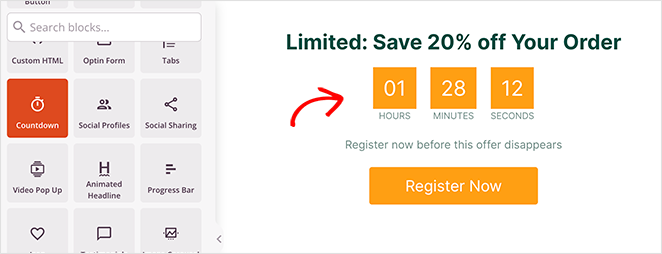 Sales page countdown timer