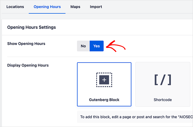 Show opening hours in AIOSEO