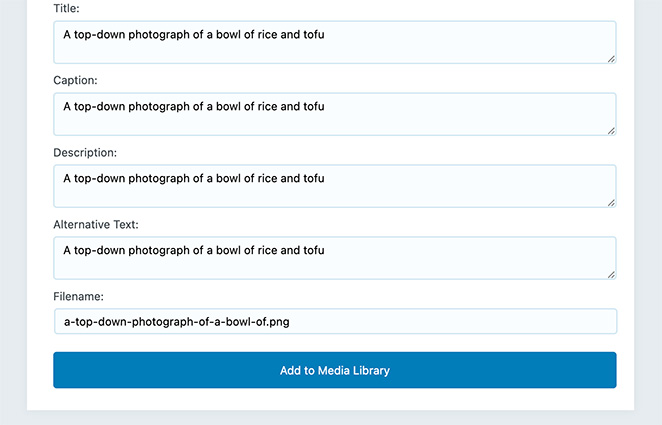 meta information for ai image