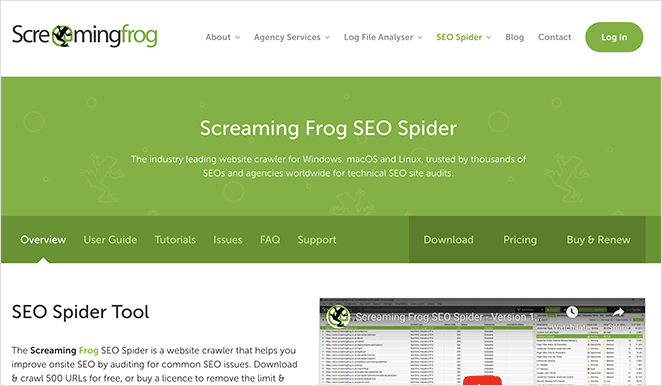 Screaming Frog SEO spider
