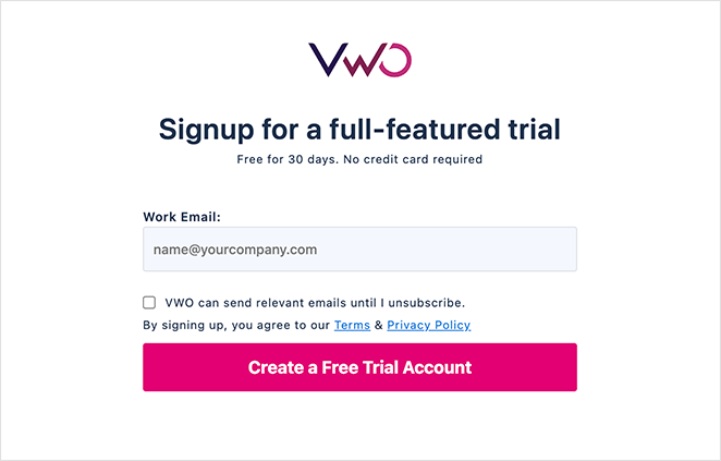 VWO full featured free trial