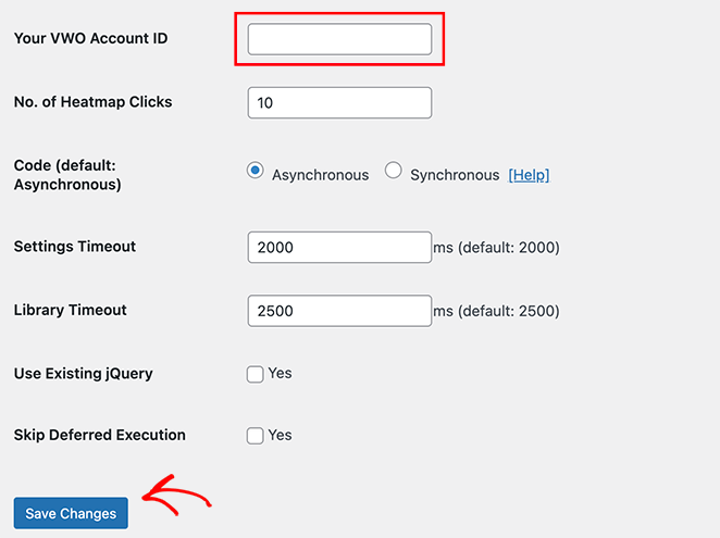 Add your VWO account ID in the plugin settings