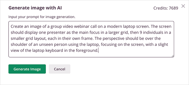 Invite à générer une image avec AI dans SeedProd