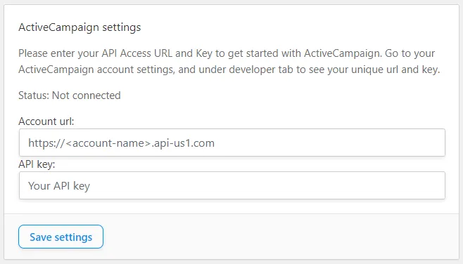 Uncanny Automator ActiveCampaign integration settings