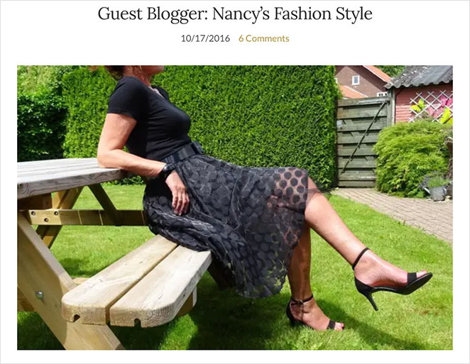 Example of a guest post on a fashion blog
