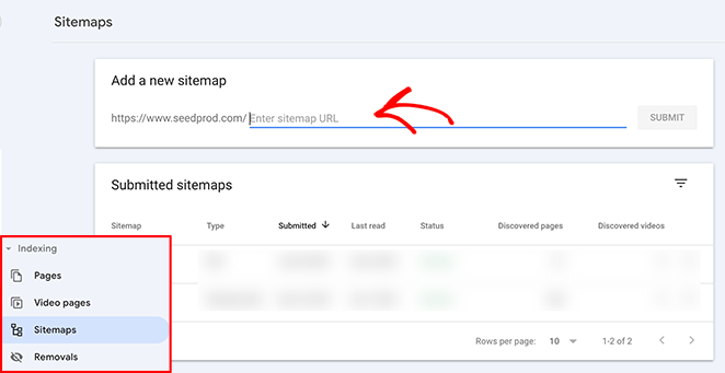 Adding a sitemap in google search console