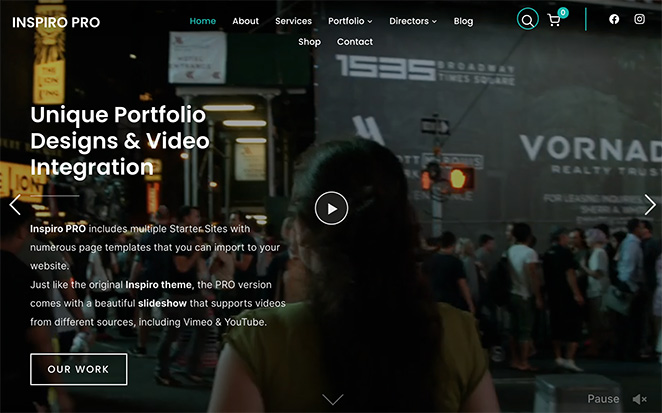 Inspiro Pro WordPress portfolio theme