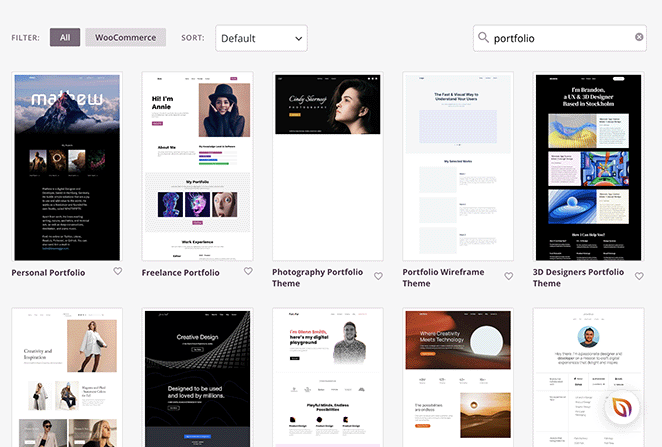 Portfolio WordPress theme template kits SeedProd