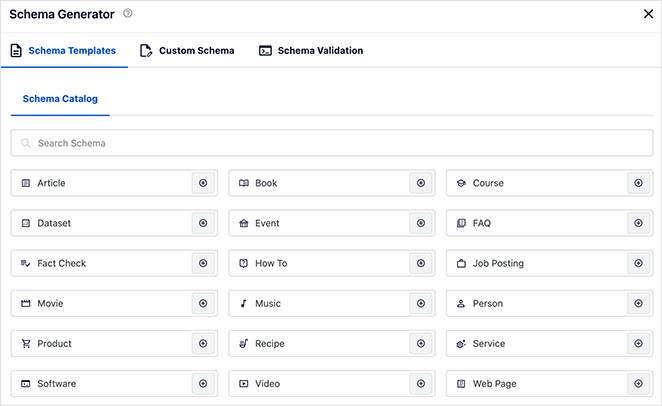 AIOSEO schema templates