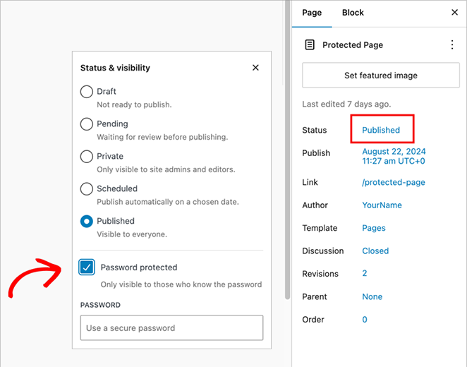 password-protect-a-WordPress-page - SeedProd password protect a WordPress page using default settings