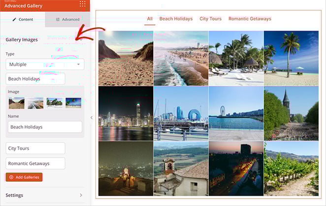 gallery-block - SeedProd Travel website image gallery sorted by trip type